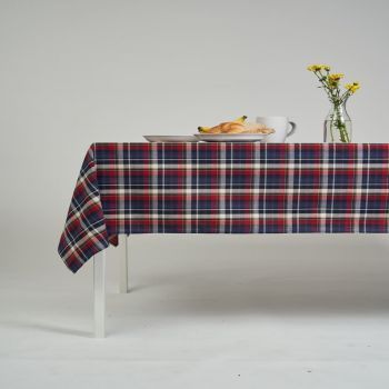 ผ้าปูโต๊ะ ผ้าคลุมโต๊ะ สี Blue Tartan ขนาด 130 x 145 cm